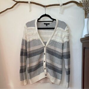 Gray and Cream Wool Blend Banana Republic Cardigan